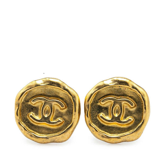 Chanel Vintage Coco Mark Earrings Gold
