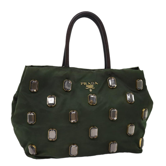 PRADA Bijoux Hand Bag Nylon Khaki  yb568