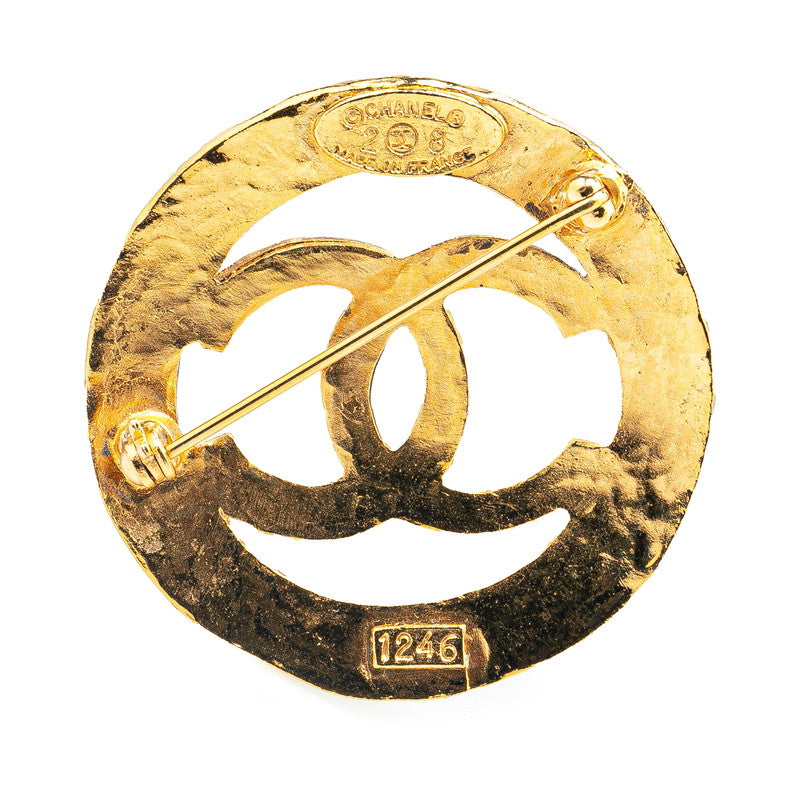 Chanel Coco Mark Round Brooch Gold Plated