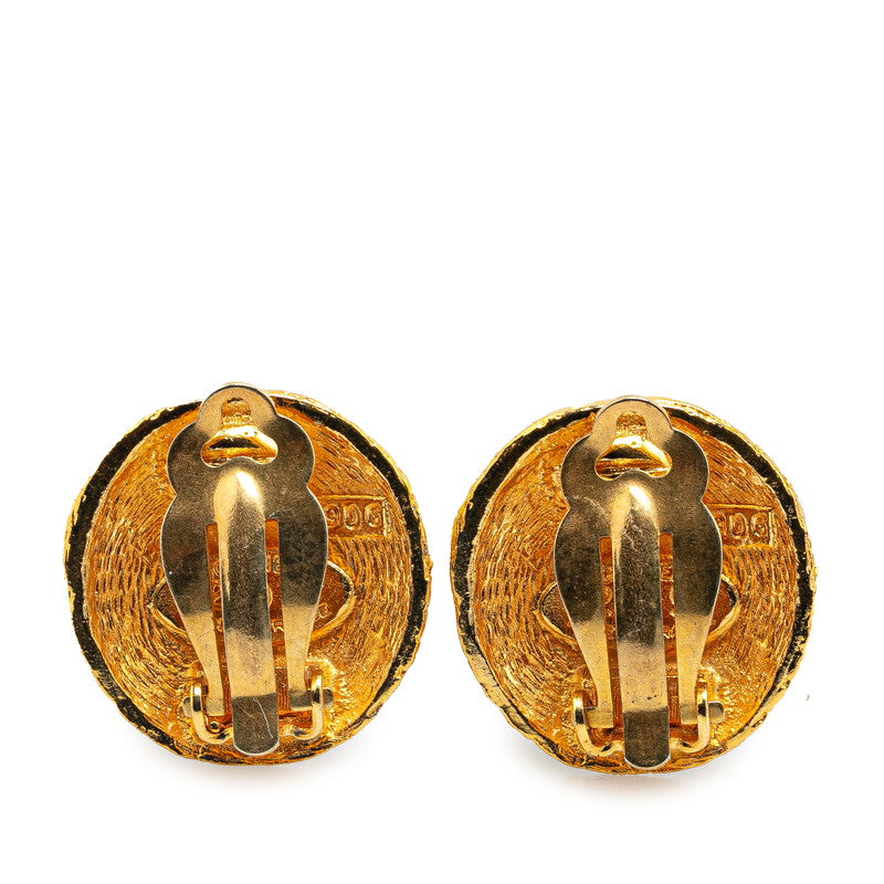 Chanel Coco Mark Round Clip Earrings Gold