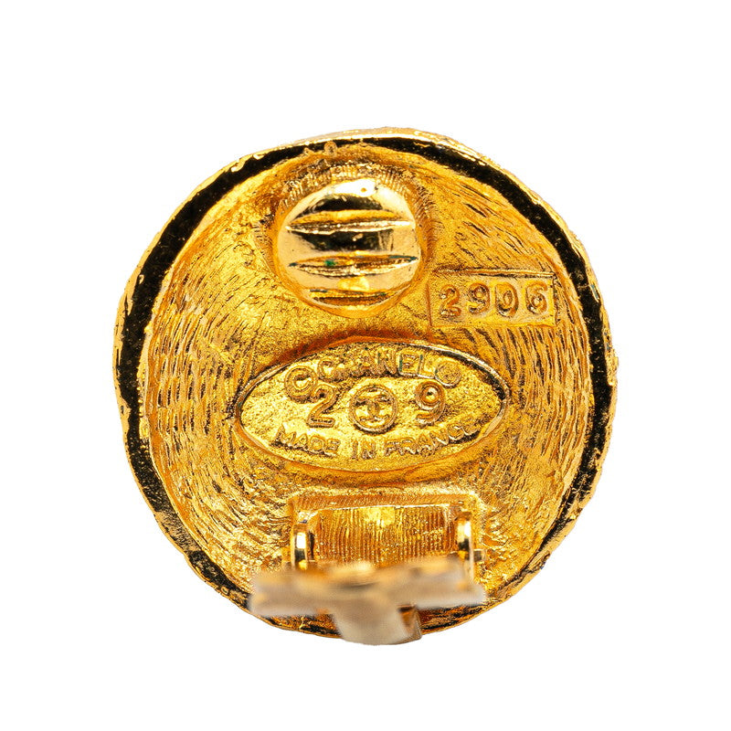Chanel Coco Mark Round Clip Earrings Gold