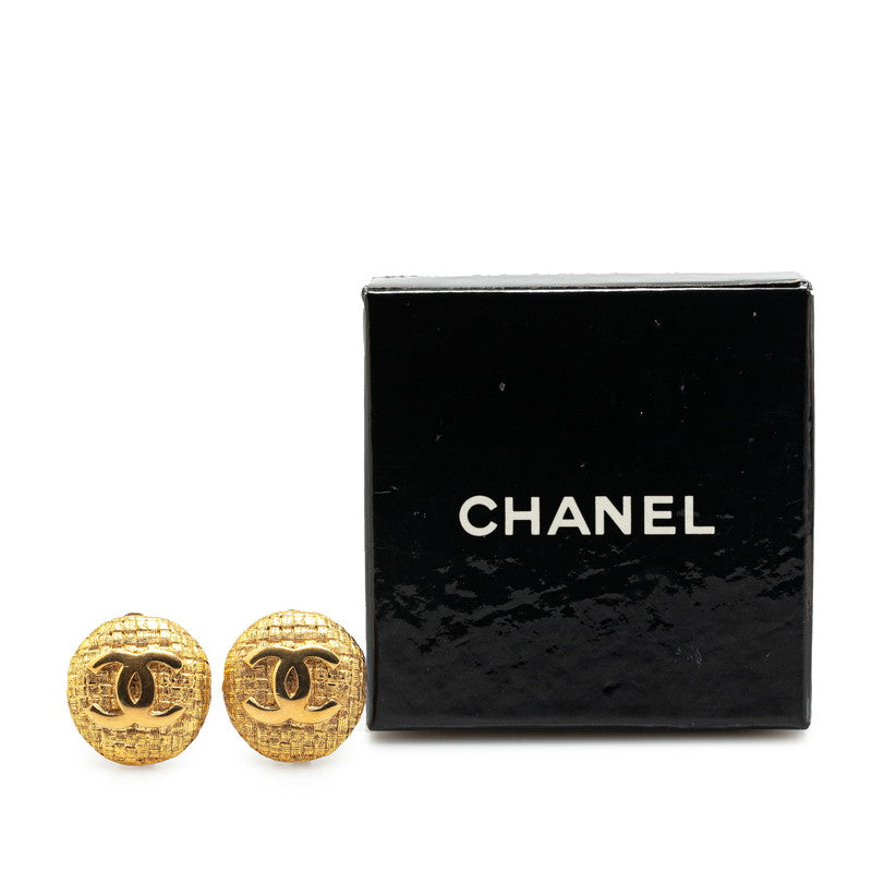 Chanel Coco Mark Round Clip Earrings Gold