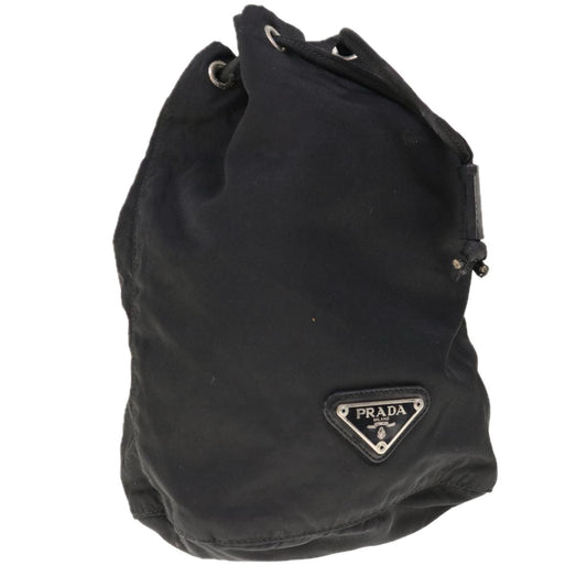 PRADA Drawstring Pouch Pouch Nylon Black  yk10352