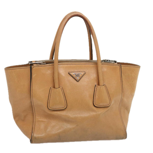 PRADA Hand Bag Leather Brown  yk11371