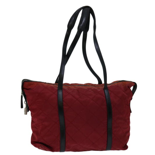 PRADA Quilted Shoulder Bag Nylon Red  yk11392