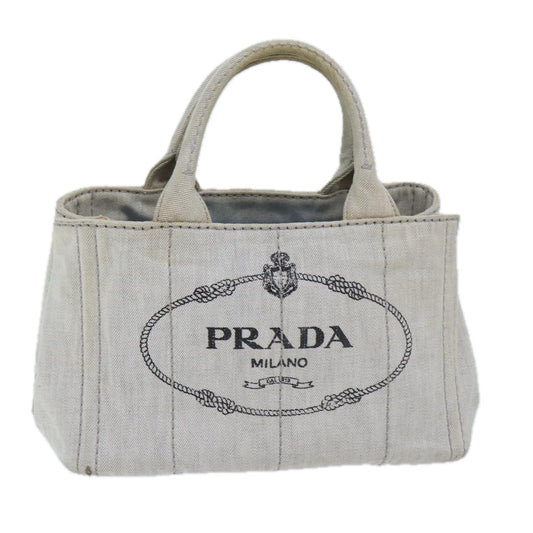 PRADA Canapa PM Hand Bag Canvas Gray  yk11442