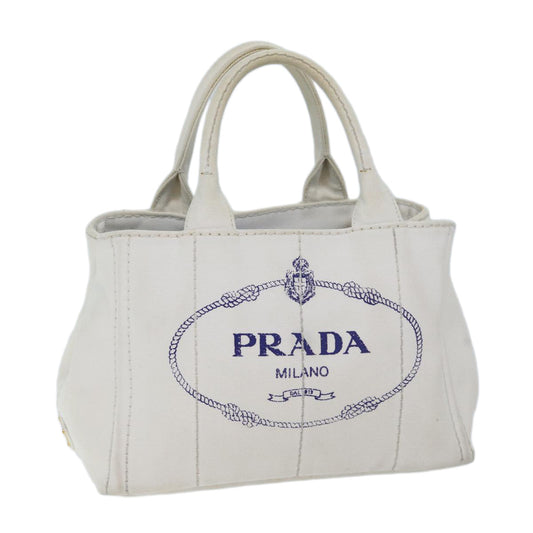 PRADA Canapa PM Hand Bag Canvas White  yk11508