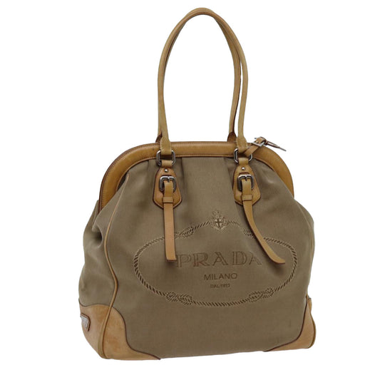 PRADA Tote Bag Canvas Beige  yk11521