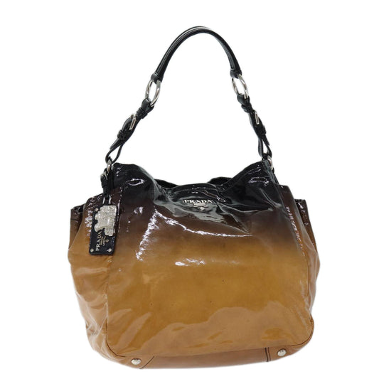 PRADA Shoulder Bag Enamel Brown  yk11658