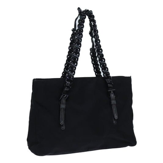 PRADA Chain Hand Bag Nylon Black  yk11922