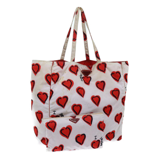 PRADA Heart Tote Bag Nylon Red  yk11927