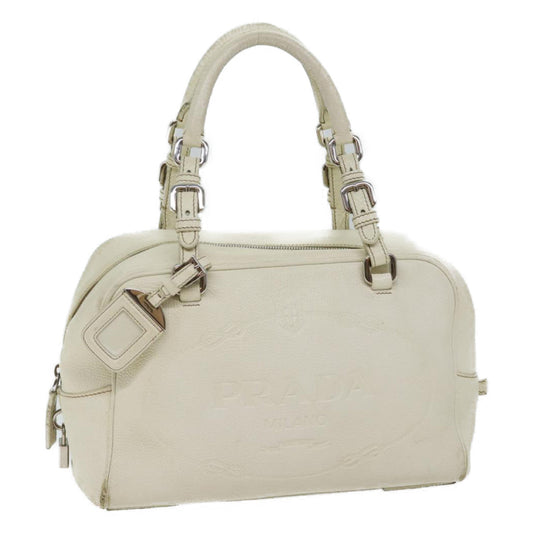 PRADA Hand Bag Leather White  yk11935
