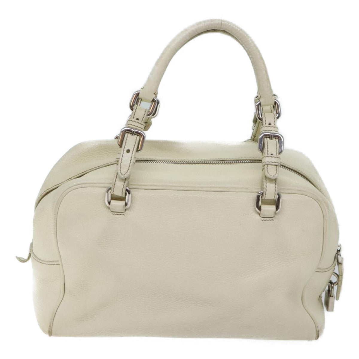 PRADA Hand Bag Leather White  yk11935