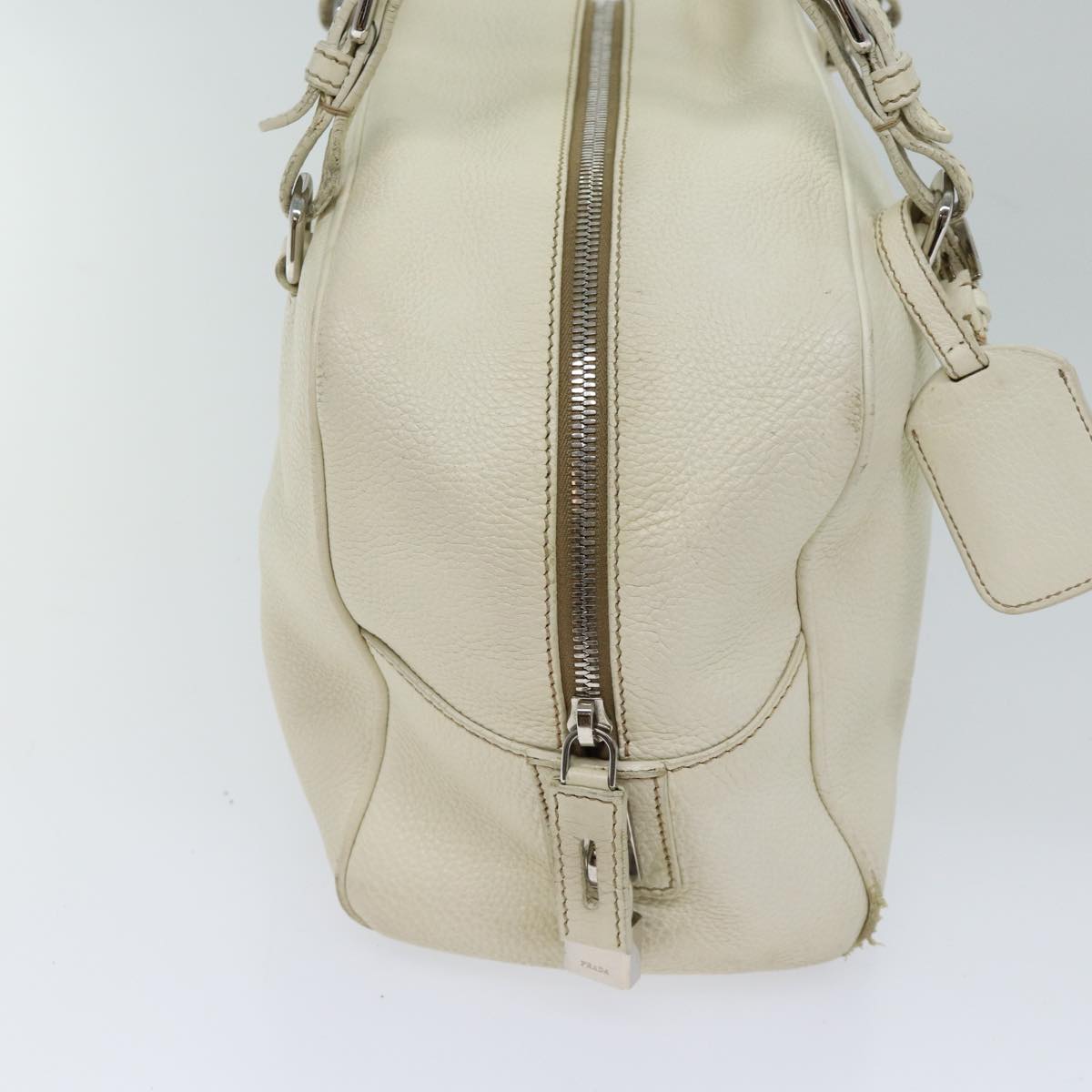 PRADA Hand Bag Leather White  yk11935
