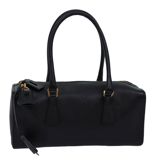 PRADA Hand Bag Safiano leather Black  yk12630