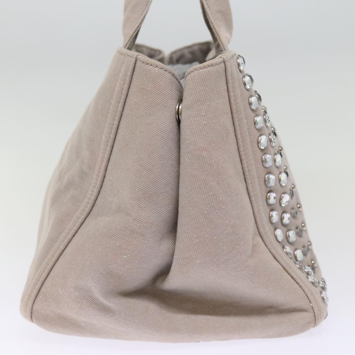 PRADA Bijoux Canapa MM Hand Bag Canvas 2way Gray  yk12789