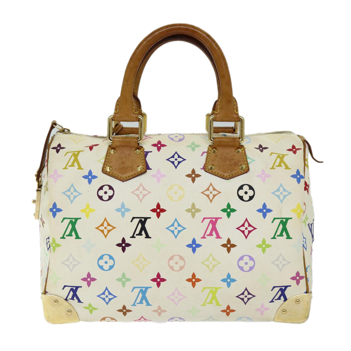 LOUIS VUITTON Monogram Multicolor Speedy 30 Hand Bag White M92643 yk12808