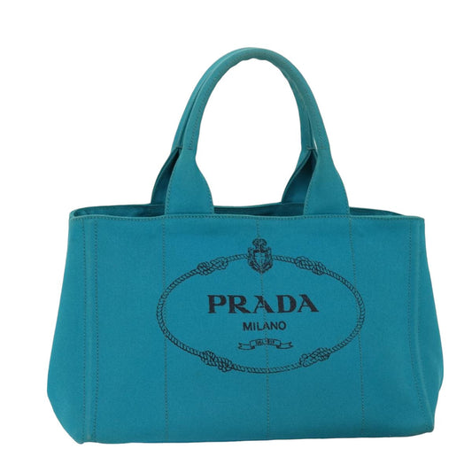 PRADA Canapa MM Hand Bag Canvas Blue  yk13054