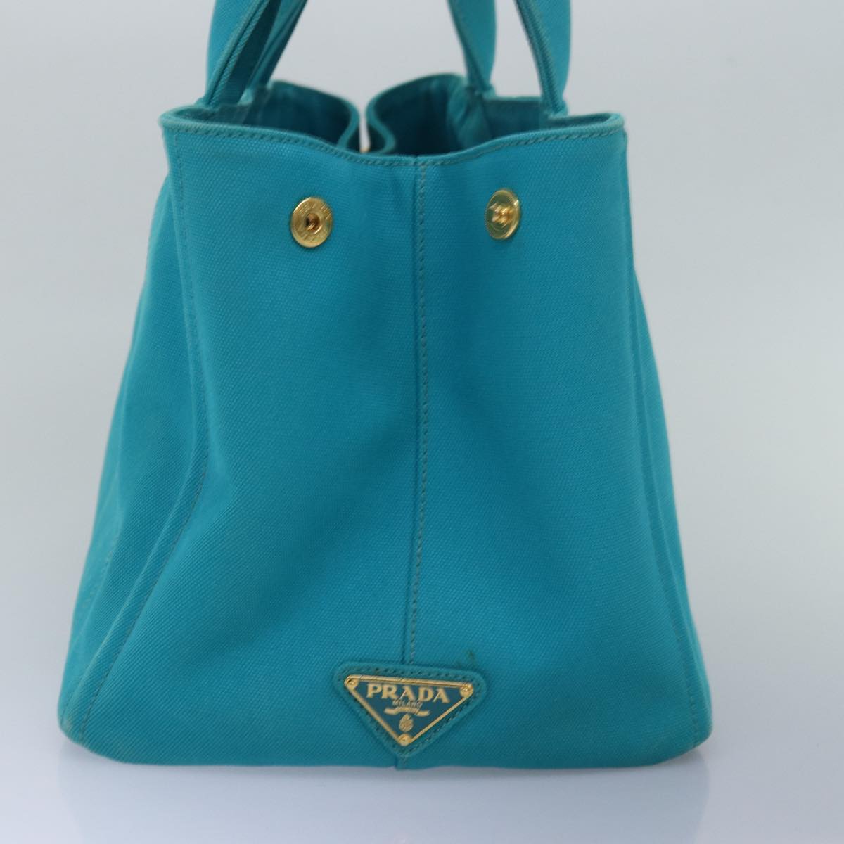 PRADA Canapa MM Hand Bag Canvas Blue  yk13054