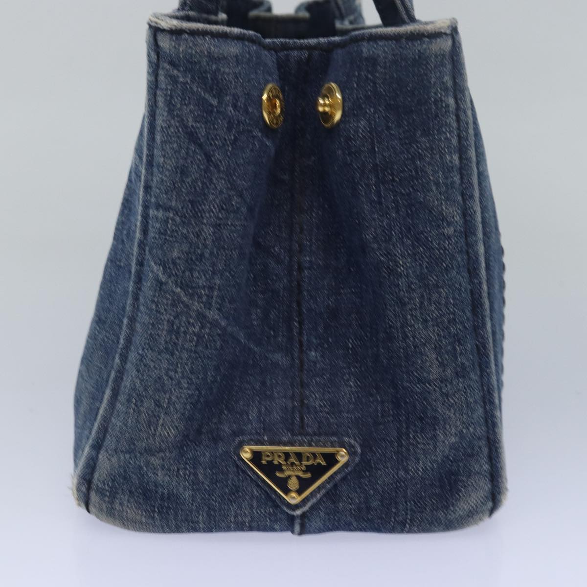 PRADA Canapa PM Hand Bag Denim Blue  yk13168