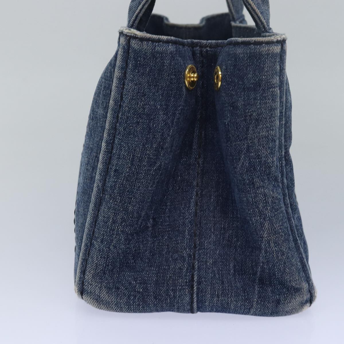 PRADA Canapa PM Hand Bag Denim Blue  yk13168