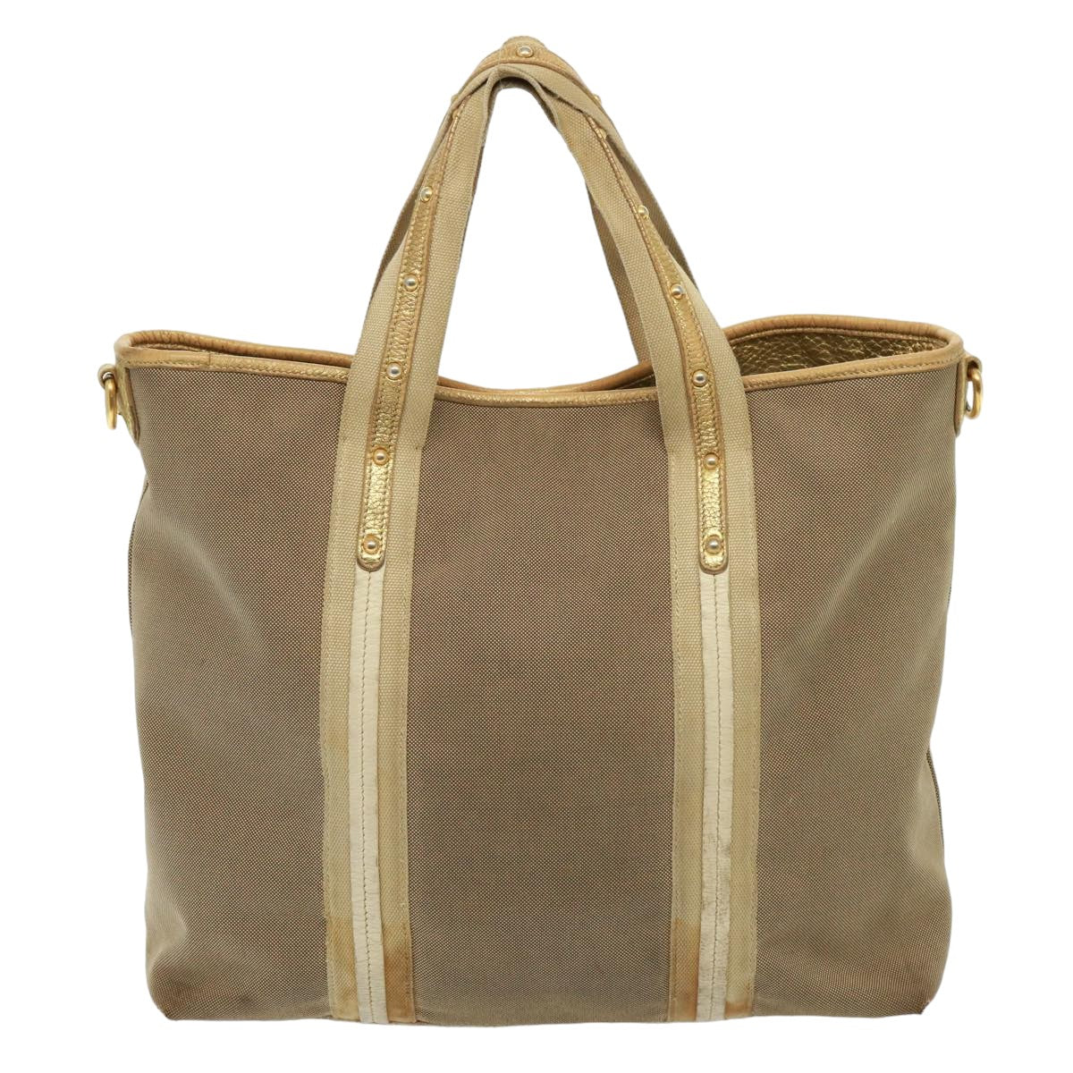 PRADA Hand Bag Canvas 2way Beige  yk13194