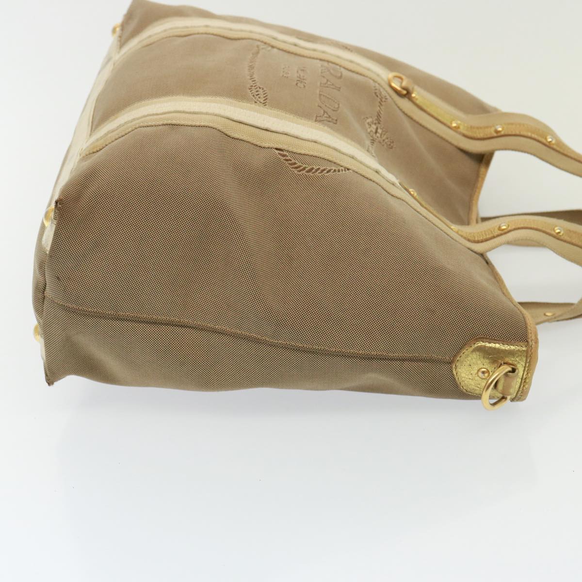 PRADA Hand Bag Canvas 2way Beige  yk13194