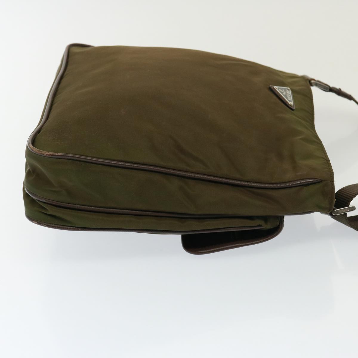 PRADA Shoulder Bag Enamel Khaki Brown  yk13248