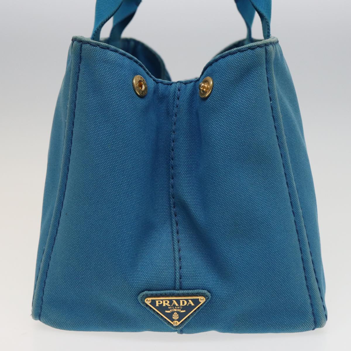 PRADA Canapa MM Hand Bag Canvas Blue  yk13365