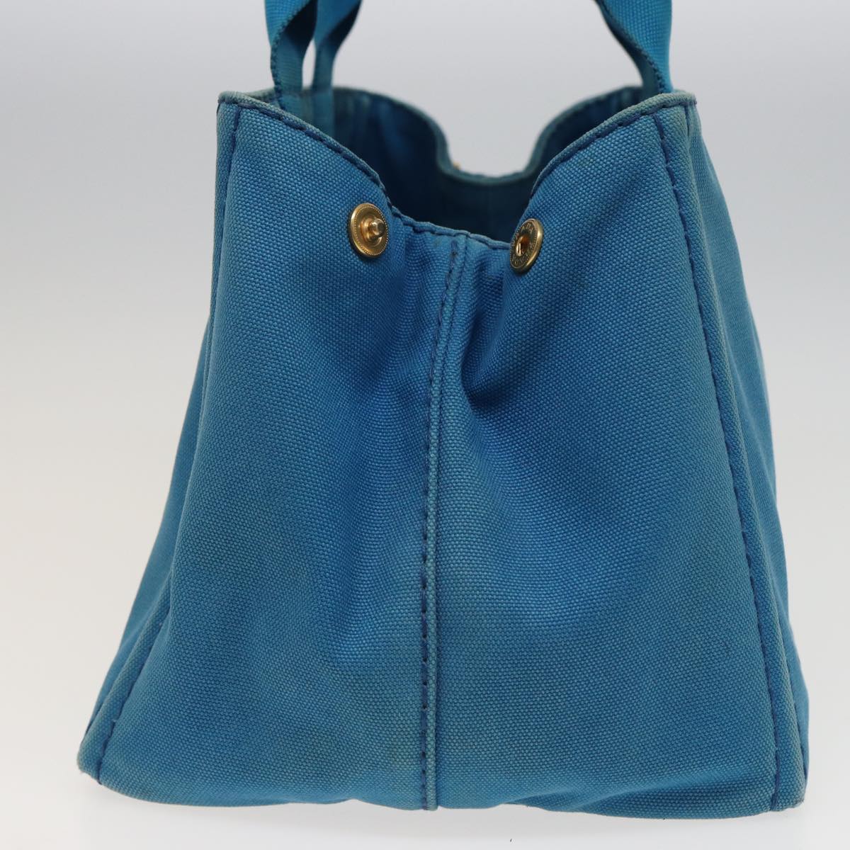 PRADA Canapa MM Hand Bag Canvas Blue  yk13365