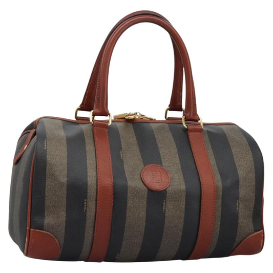 FENDI Pecan Canvas Boston Bag Black Brownyk17380