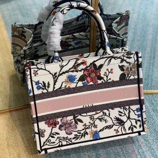 DIOR MEDIUM LADY D-LITE 24 PINK MULTI COLOR PAISLEY EMBROIDERY
